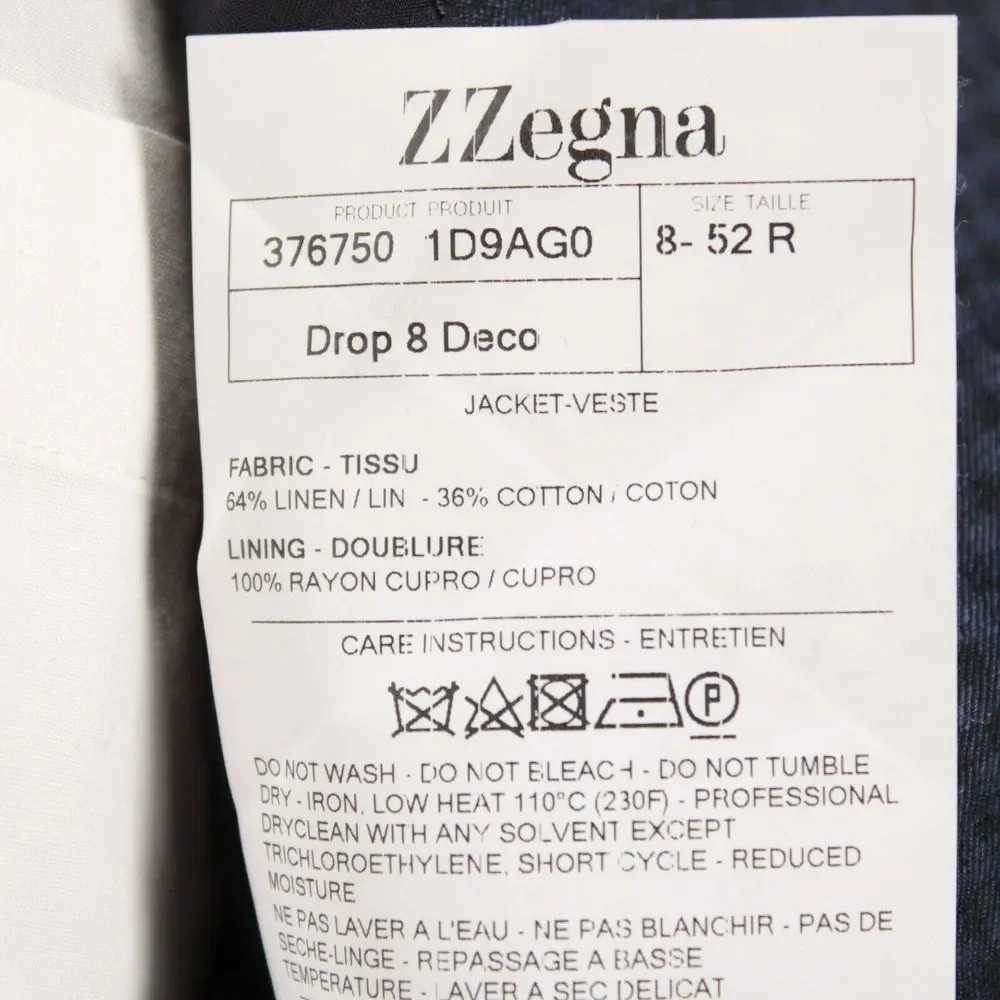 Z Zegna Sport Coat Size 52R 42R US in Dark Blue Degraded Check Linen/Cotton - Picture 7 of 7